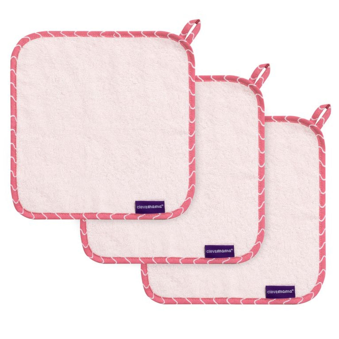 ClevaMama Bamboo Baby Washcloth Set 3pk Pink