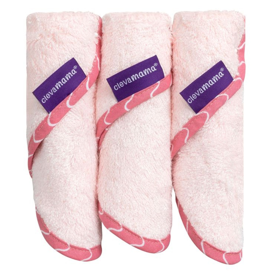 ClevaMama Bamboo Baby Washcloth Set 3pk Pink