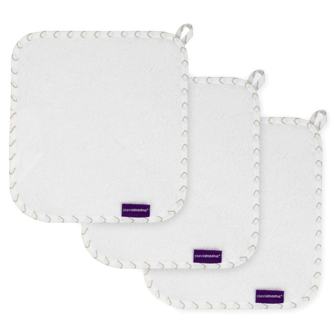 ClevaMama Bamboo Baby Washcloth Set 3pk White/Grey