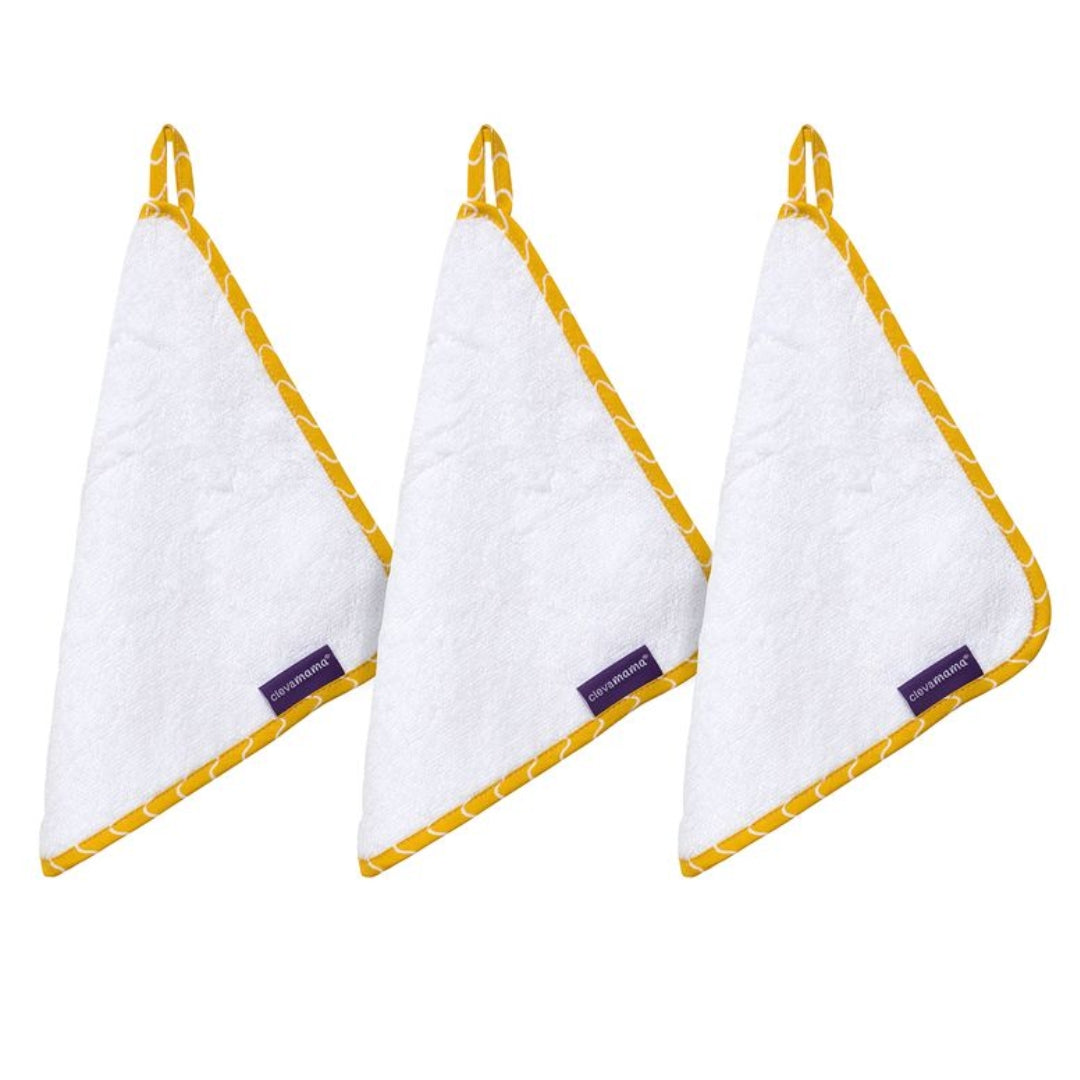 ClevaMama Bamboo Baby Washcloth Set 3pk White/Honey