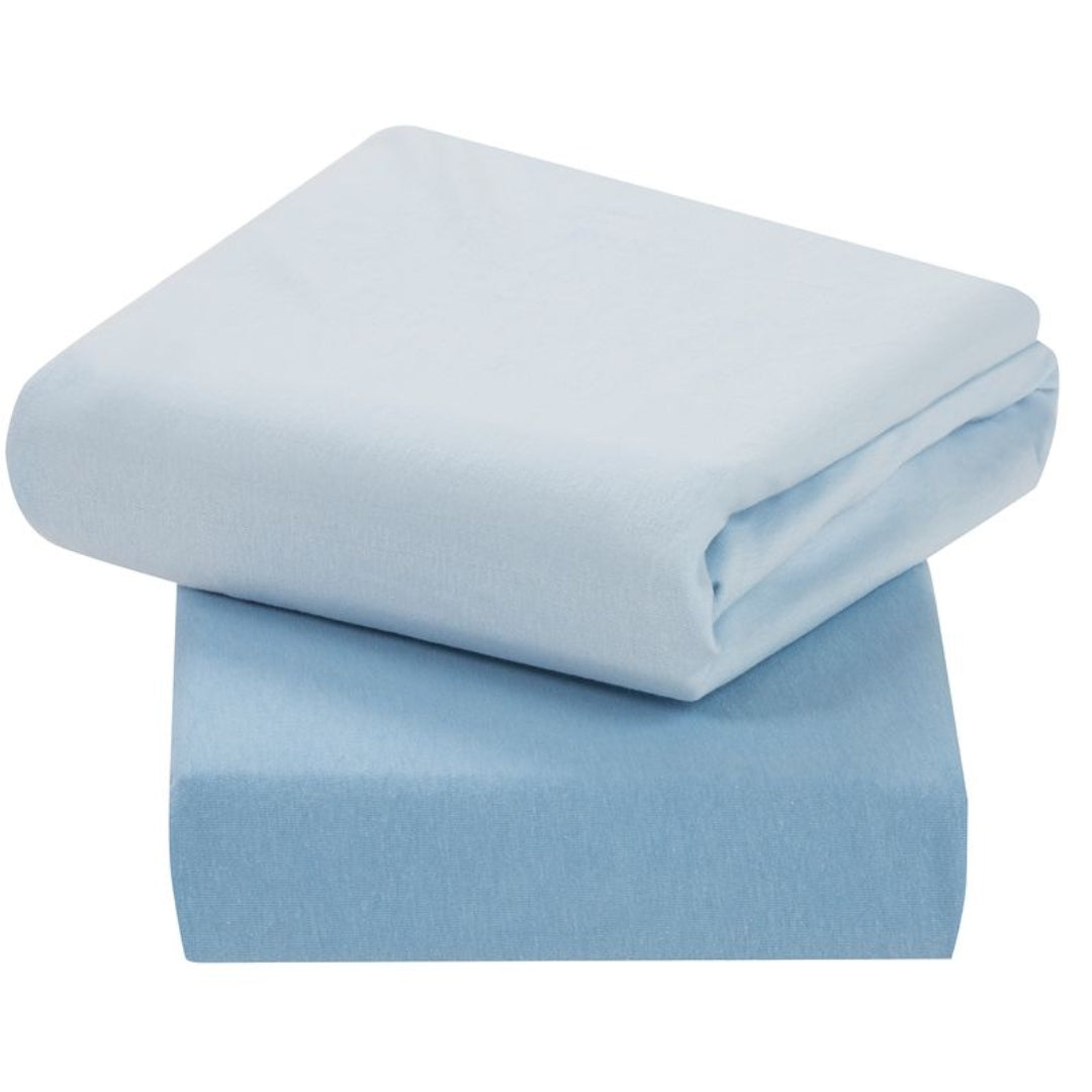 ClevaMama Jersey Cotton Fitted Sheets Compact Cot 2pk Blue