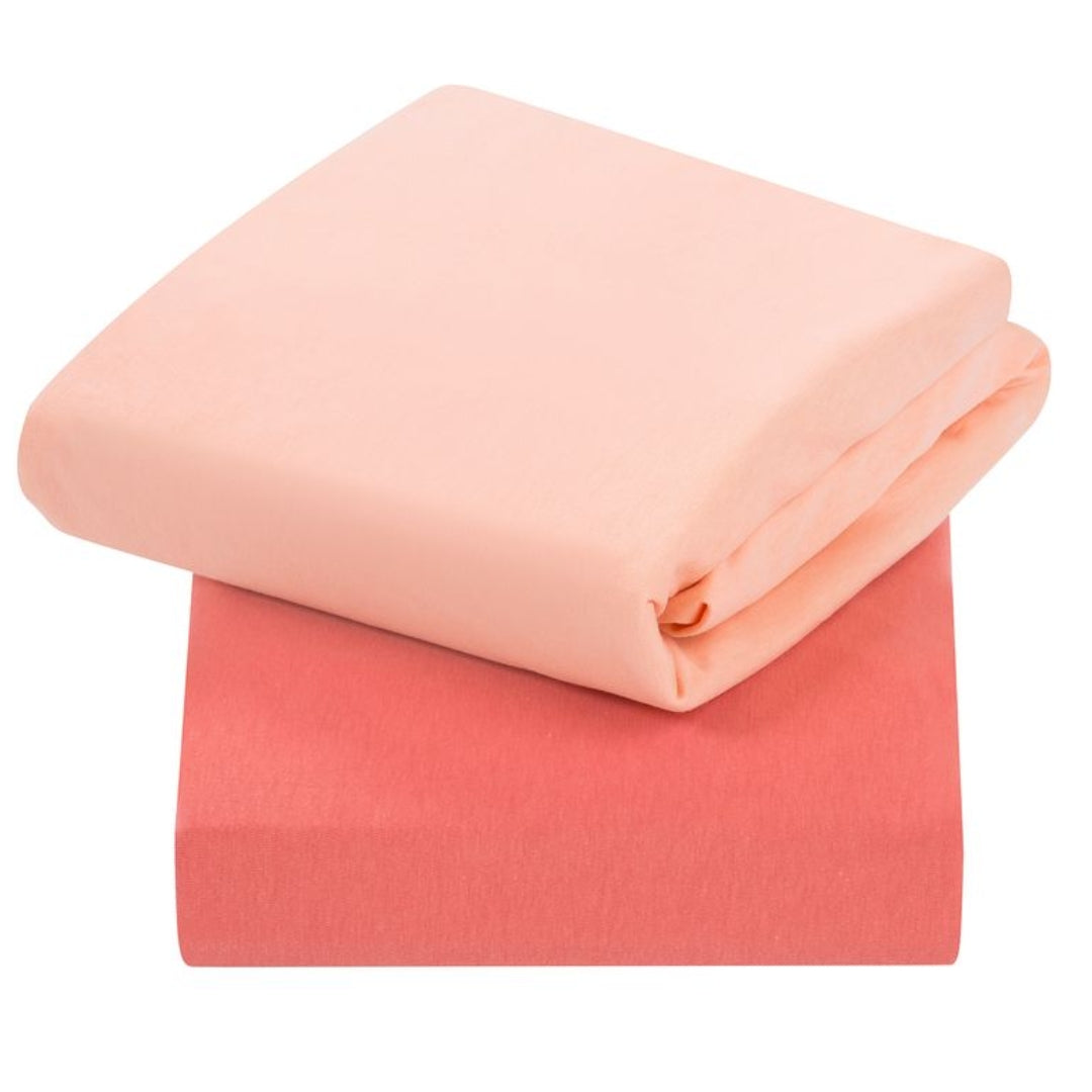 ClevaMama Jersey Cotton Fitted Sheets Compact Cot 2pk Coral