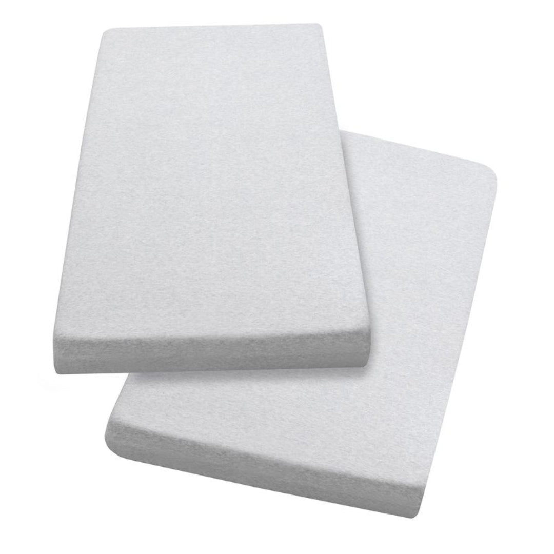 ClevaMama Jersey Cotton Fitted Sheets One Size Cot & Cot Bed 2pk Melange Grey