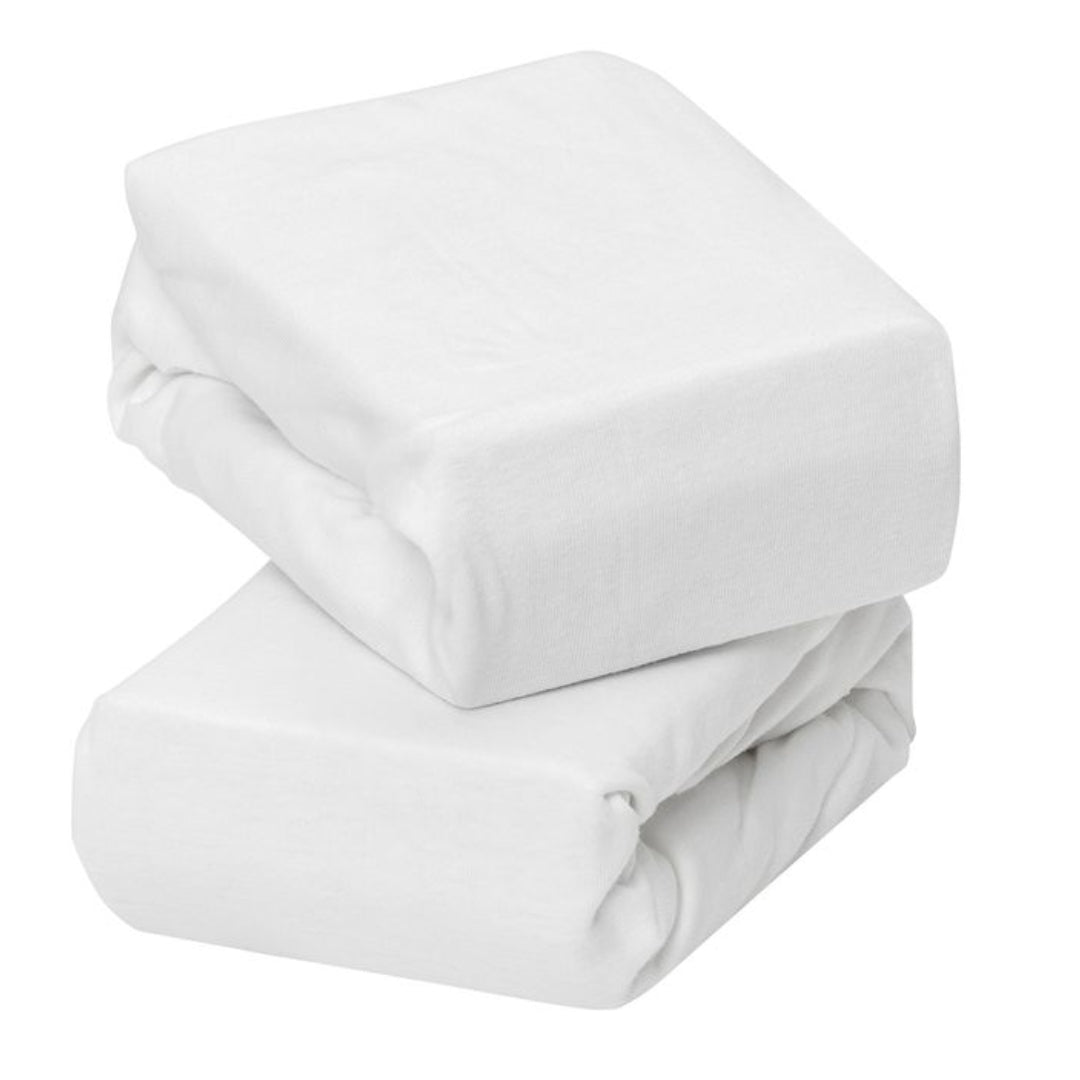 ClevaMama Jersey Cotton Fitted Sheets One Size Cot & Cot Bed 2pk White