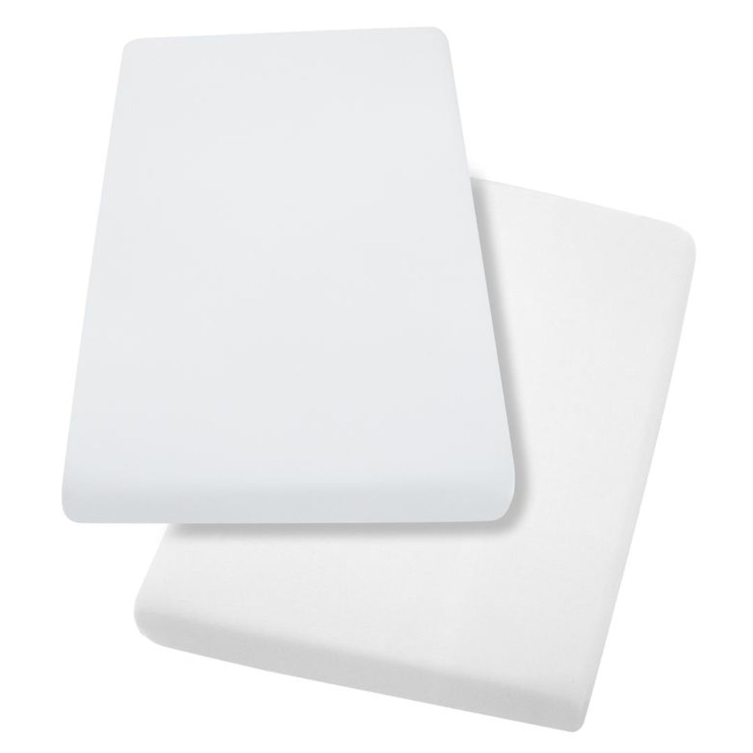 ClevaMama Jersey Cotton Fitted Sheets One Size Cot & Cot Bed 2pk White