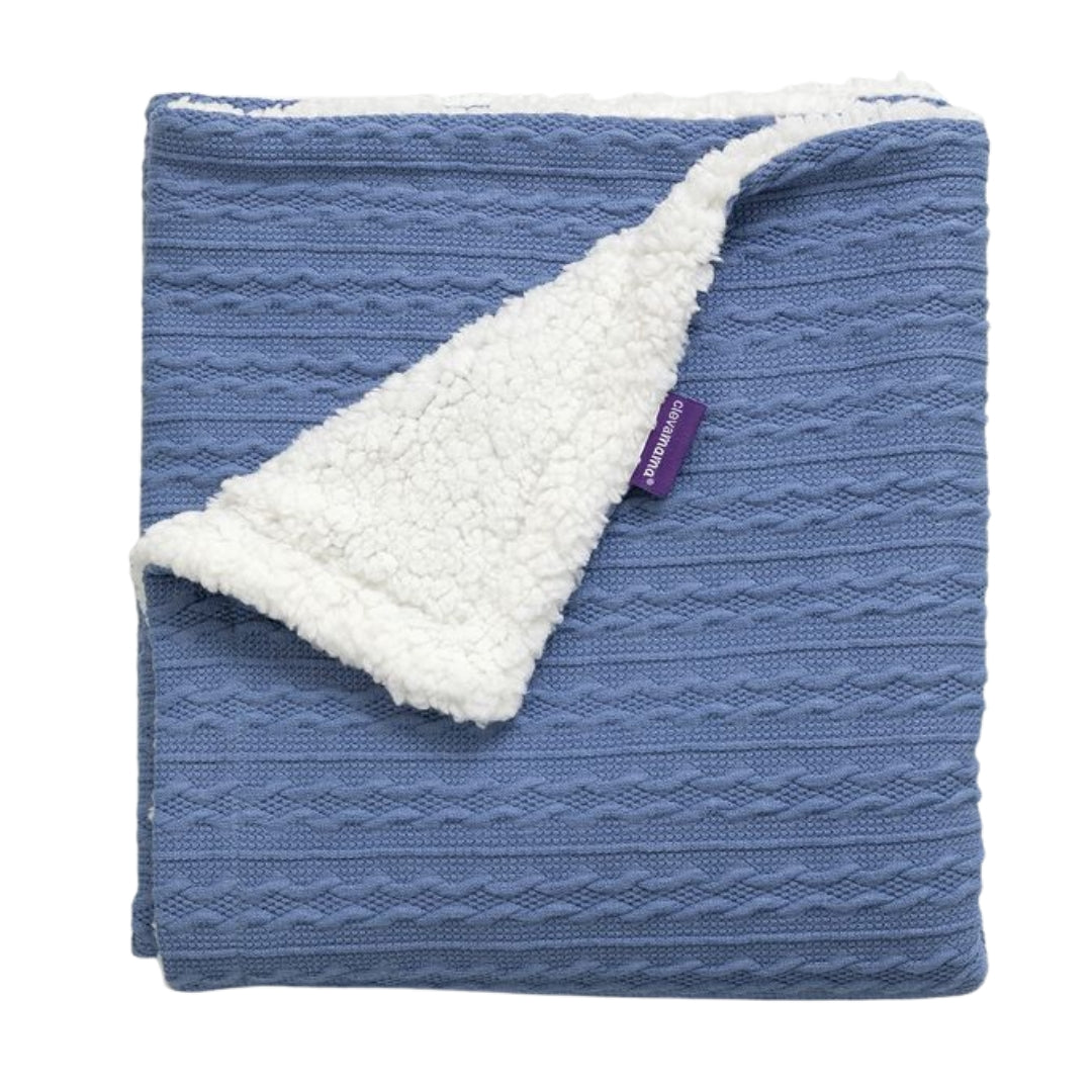 ClevaMama Luxe Sherpa Baby Blanket Blue