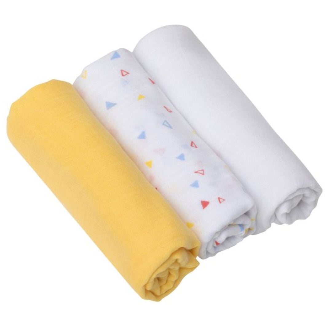 ClevaMama Muslin Cloth Set - Super Soft Bamboo & Cotton 3 Pack Yellow
