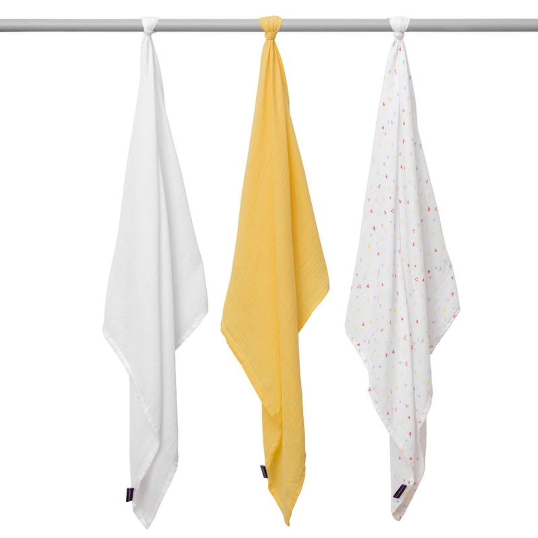 ClevaMama Muslin Cloth Set - Super Soft Bamboo & Cotton 3 Pack Yellow