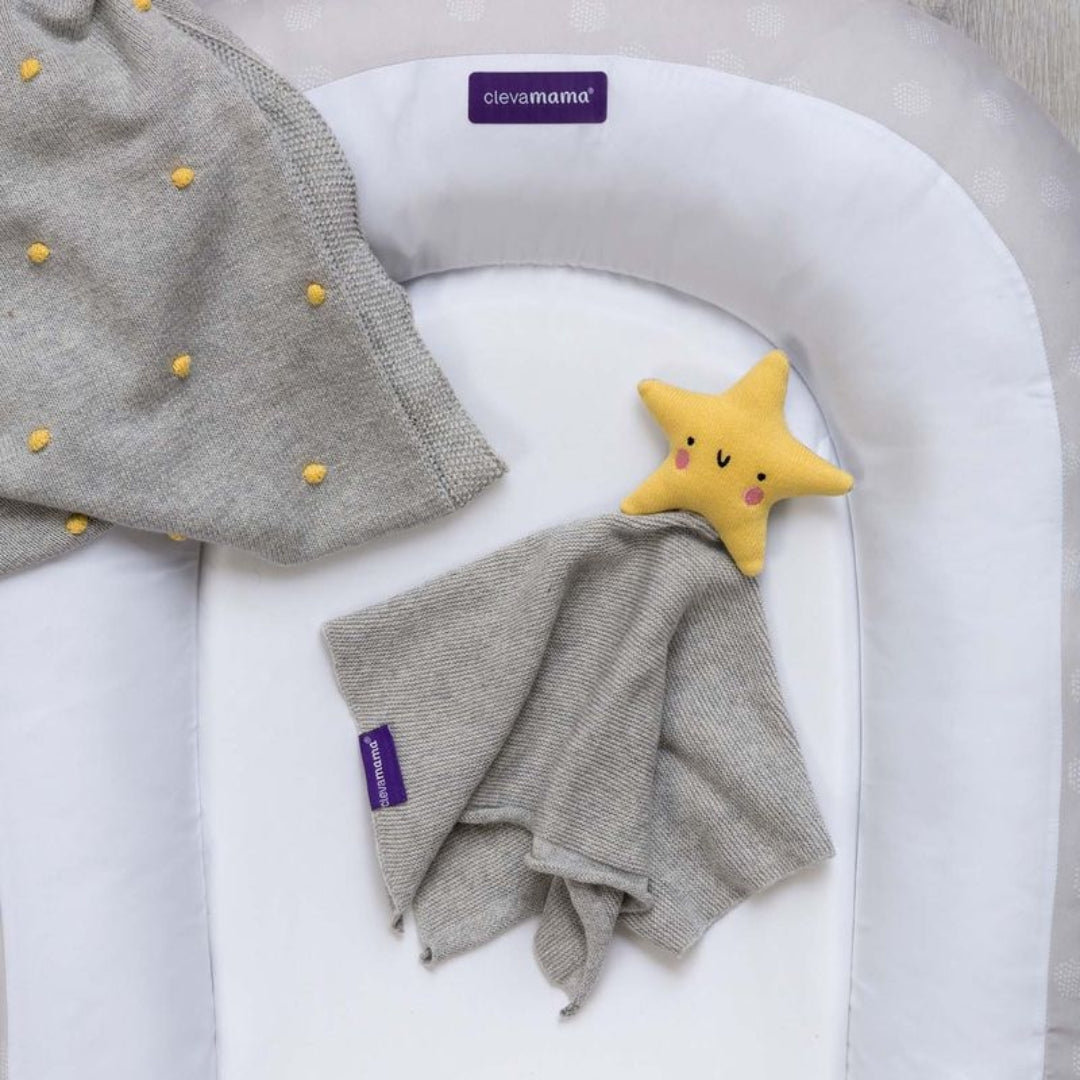ClevaMama Shooting Star Comforter Organic Cotton Knit Grey