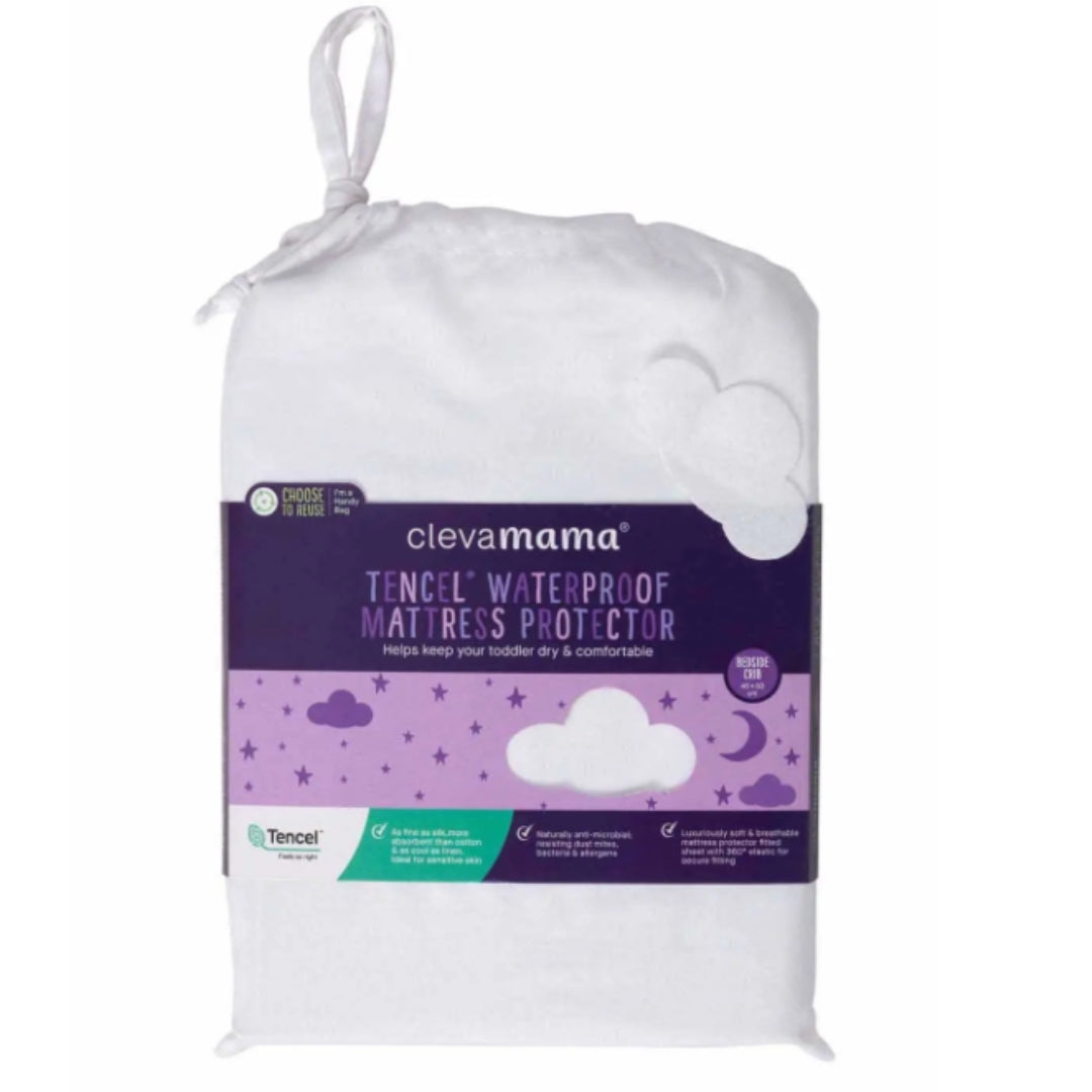ClevaMama Tencel Fitted Waterproof Mattress Protector Bedside Crib