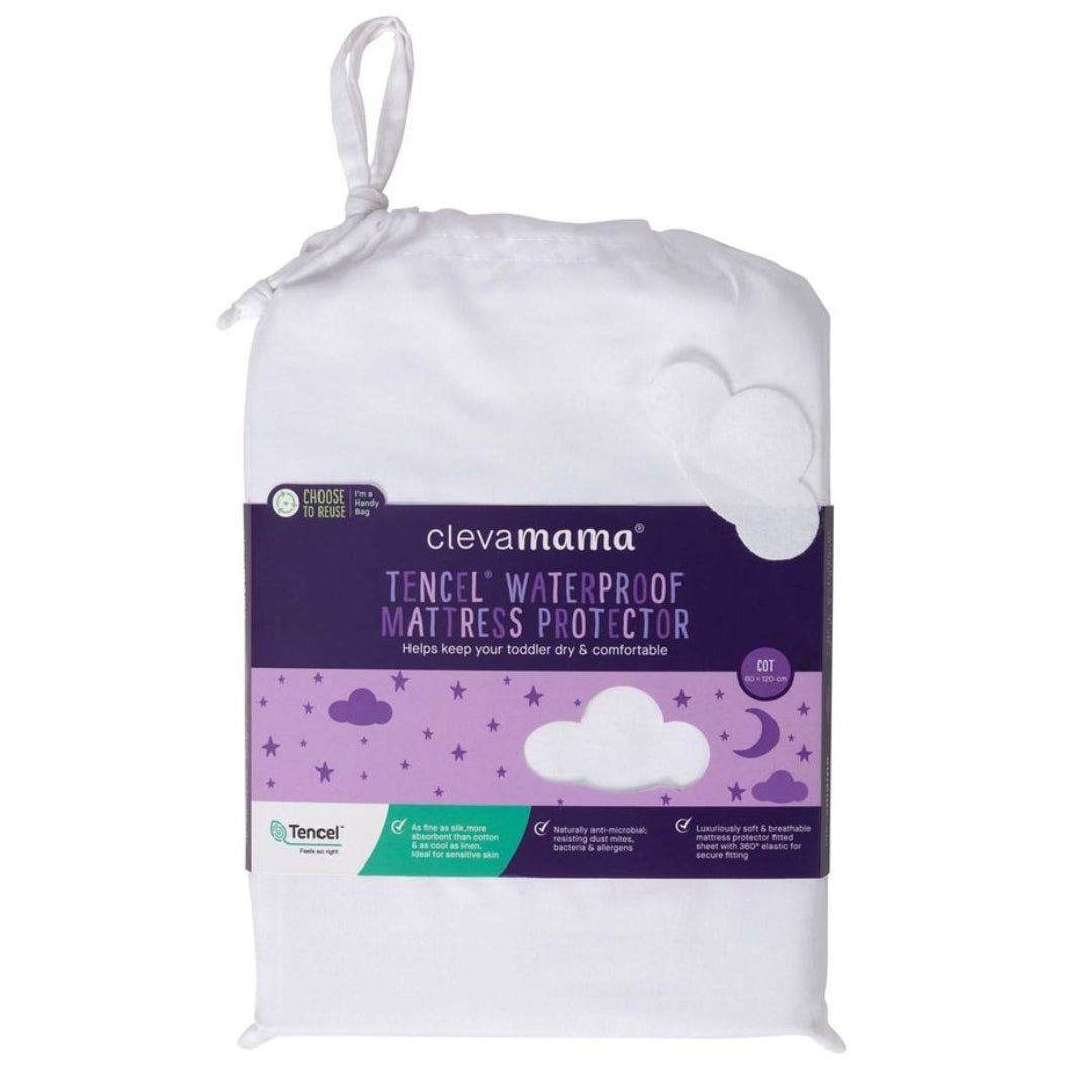 ClevaMama Tencel Fitted Waterproof Mattress Protector Compact Cot