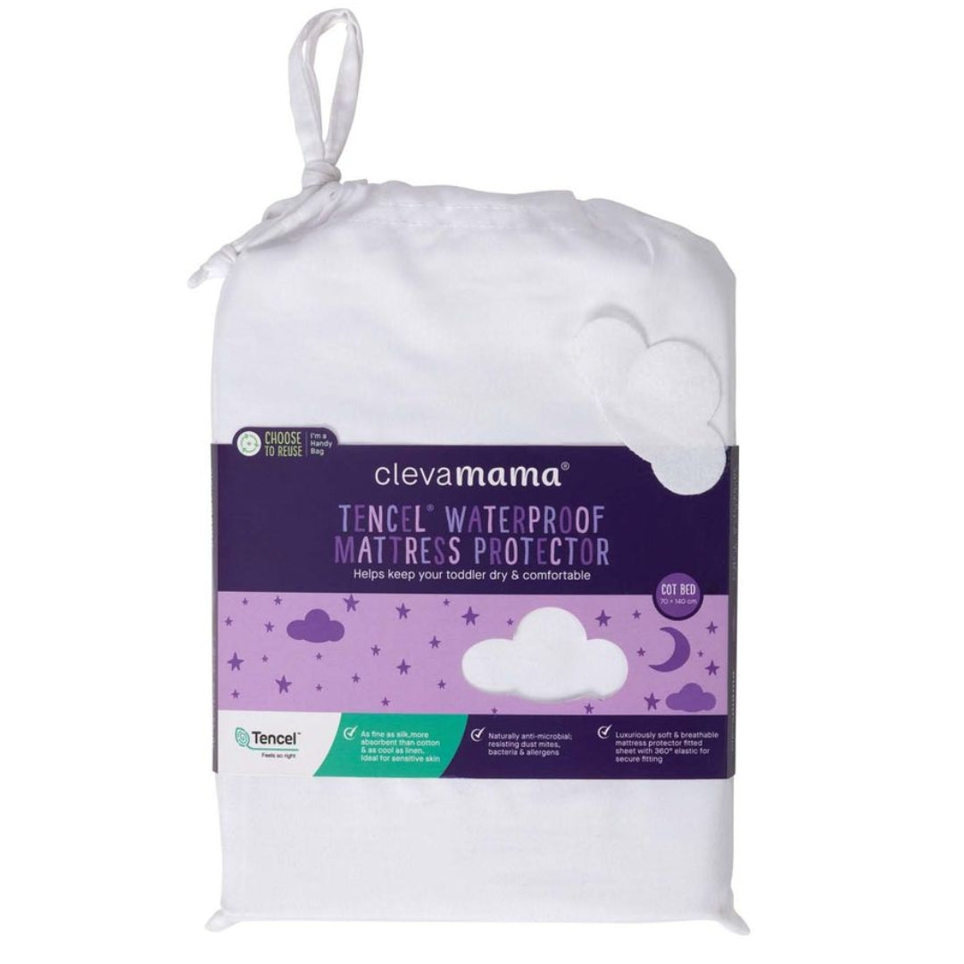 ClevaMama Tencel Fitted Waterproof Mattress Protector Cot Bed