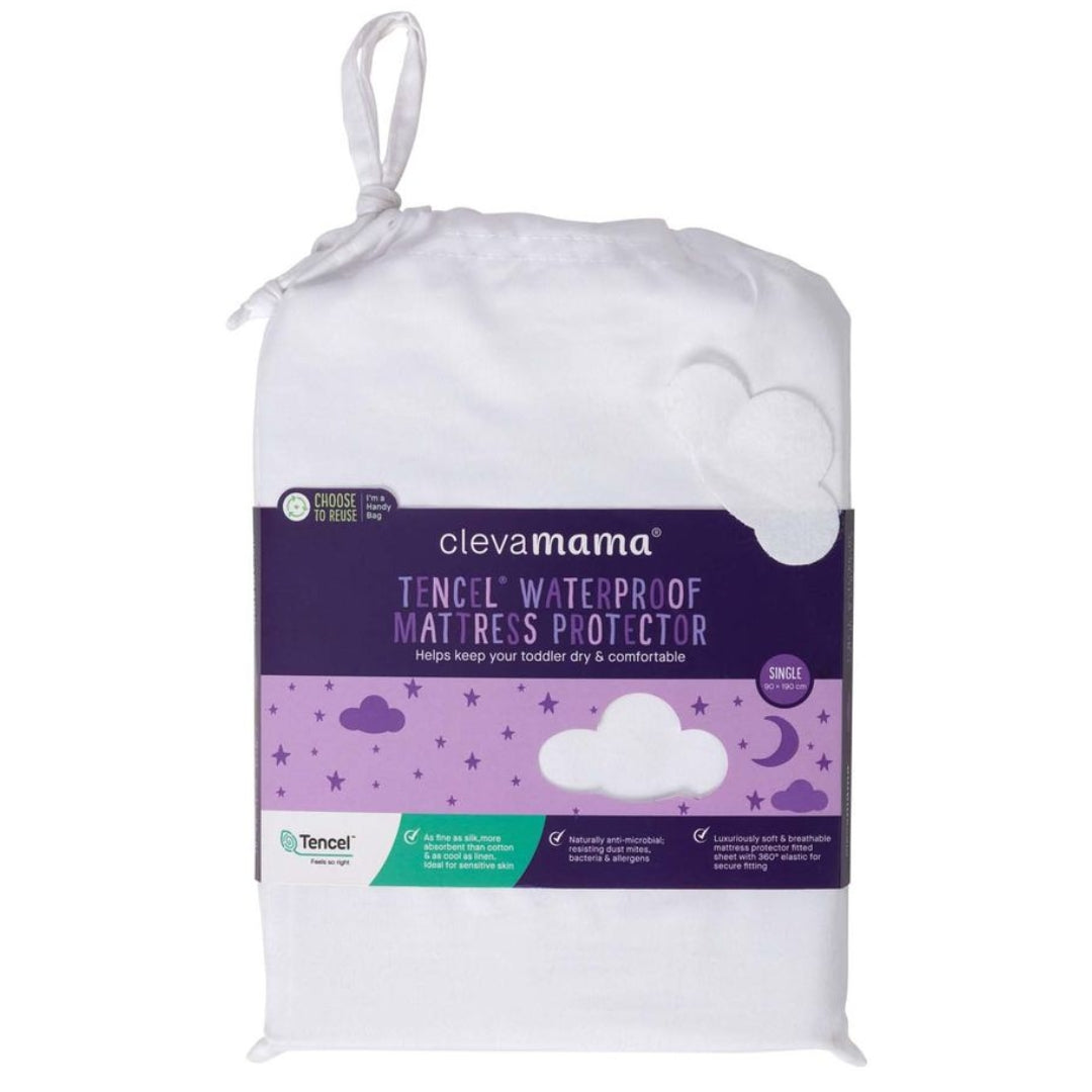 ClevaMama Tencel Fitted Waterproof Mattress Protector Single Bed