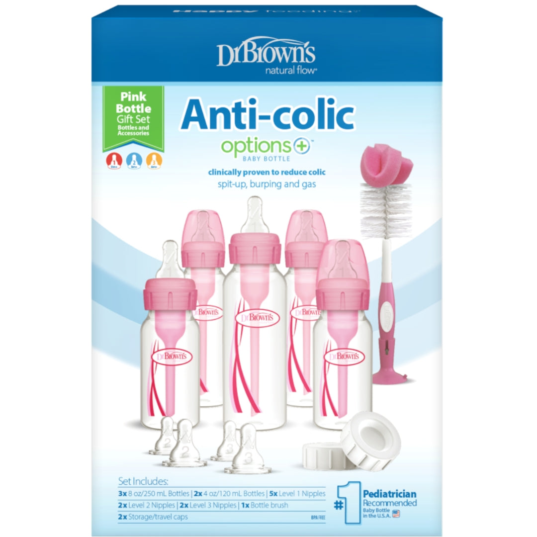 Dr Brown's Narrow Options+ Bottle Gift Set Pink