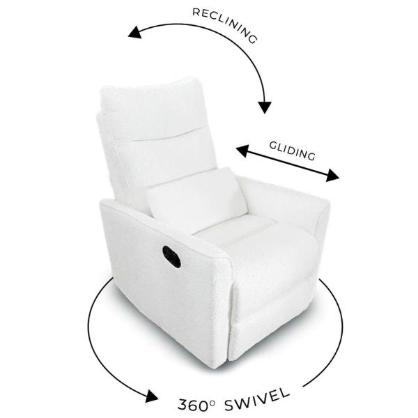 Eldita Lily Reclining Glider Chair White Boucle