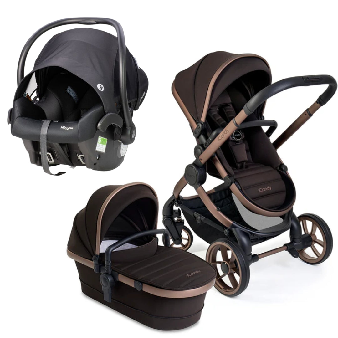 iCandy Peach 7 Pram Pecan TRAVEL SYSTEM (includes Maxi Cosi Infant Carrier with Base)