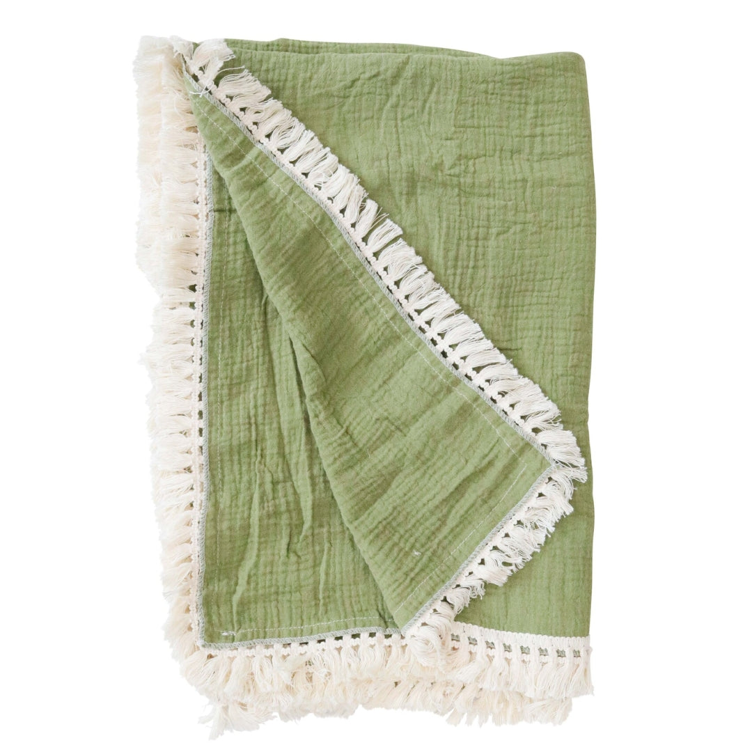 Hazel & Hunter Cotton Throw Olive
