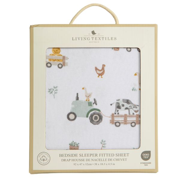 Living Textiles Bedside Bed Sleeper Fitted Sheet 1pk Tractor Ride