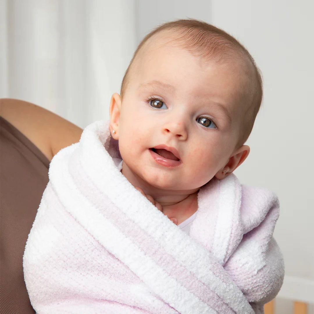 Living Textiles Chenille Pram Blanket Purple Flower