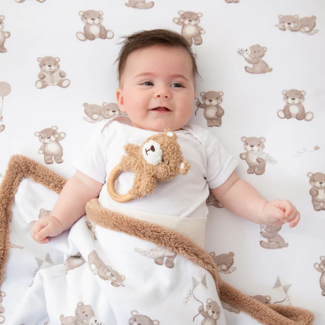 Living Textiles Cot Fitted Sheets 2pk Cuddly Bear