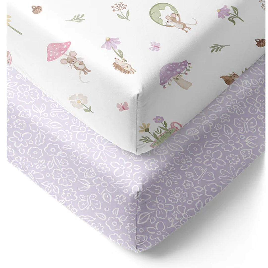 Living Textiles Cot Fitted Sheets 2pk Whimsical Wonderland