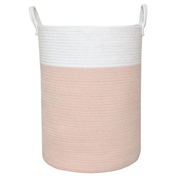 Living Textiles Large Cotton Rope Hamper Blush/White