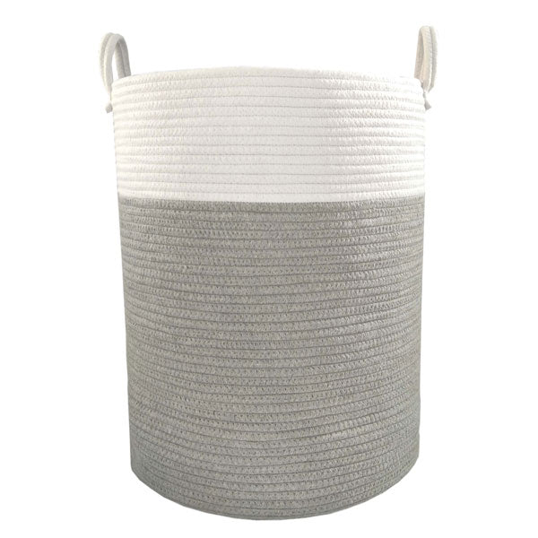 Living Textiles Large Cotton Rope Hamper Grey/White