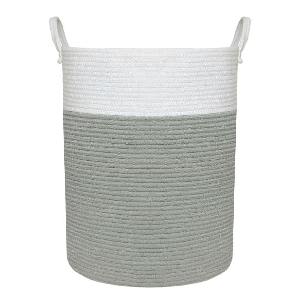 Living Textiles Large Cotton Rope Hamper Sage/White