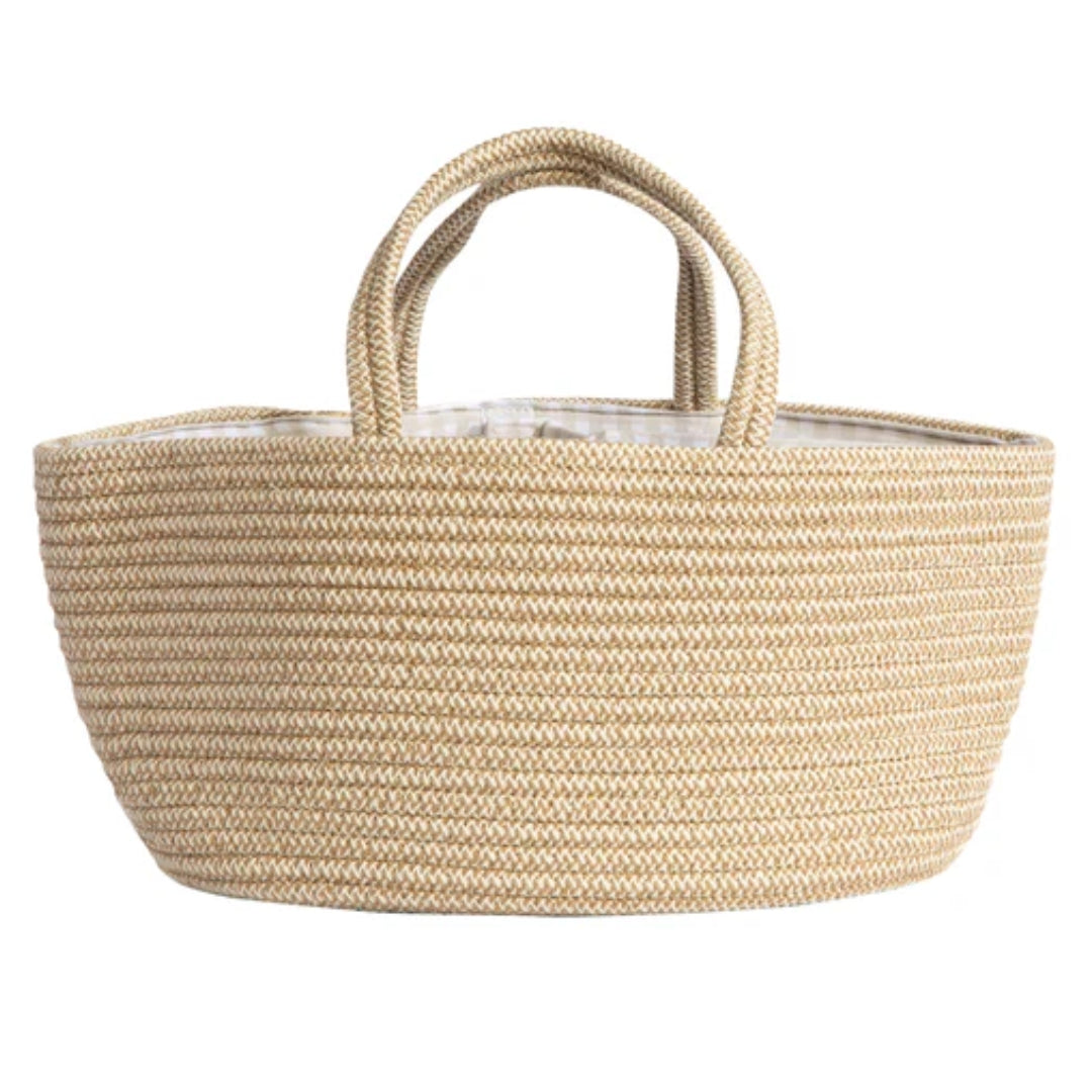 Living Textiles Cotton Rope Tractor Ride Nappy Caddy with Divider Natural/Gingham