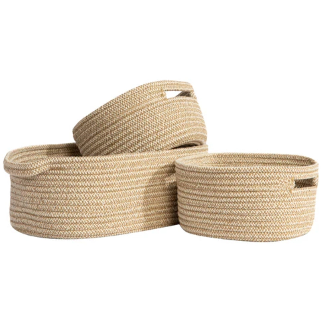 Living Textiles Cotton Rope Nursery Storage Set 3pc Natural