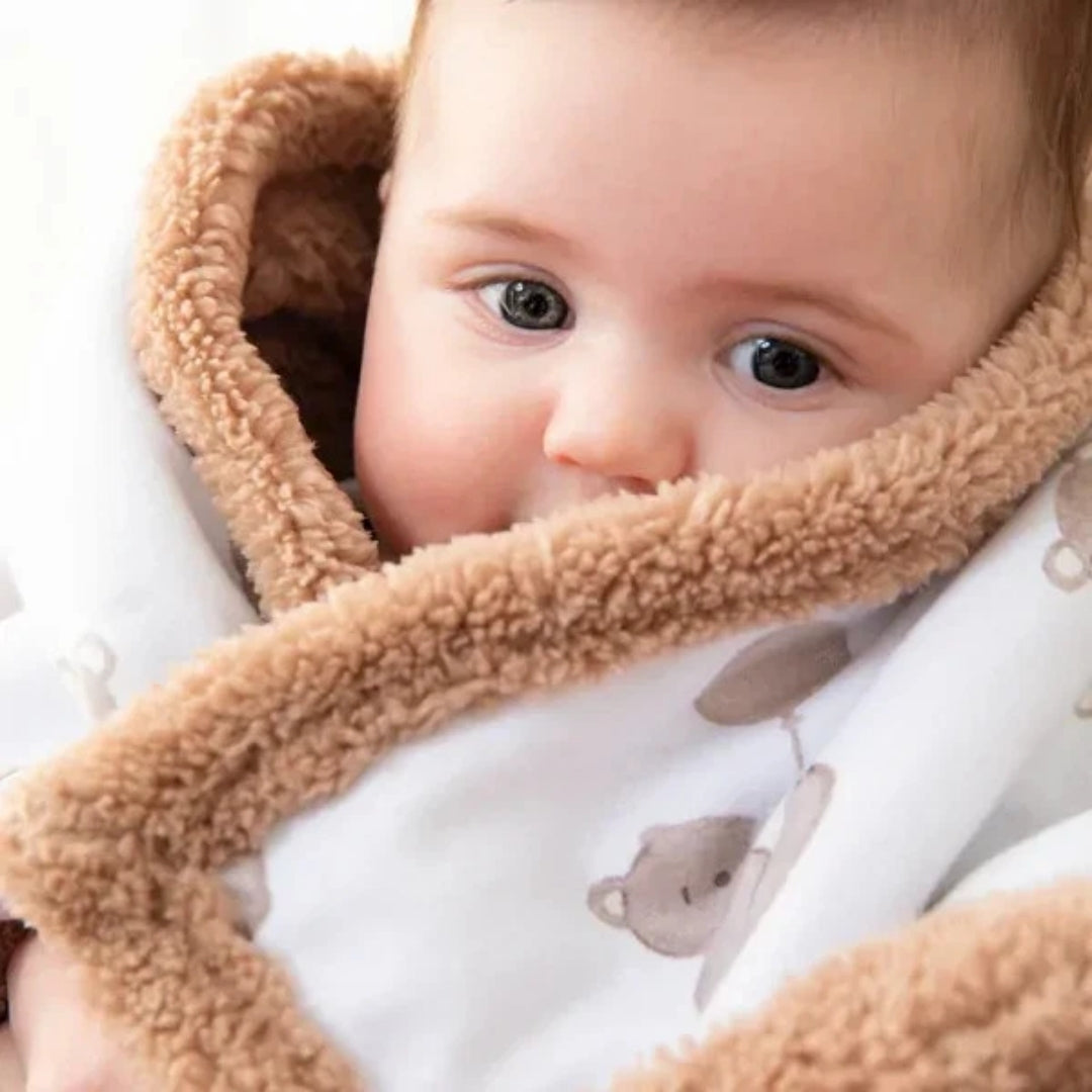 Living Textiles Jersey Sherpa Pram Blanket Cuddly Bear