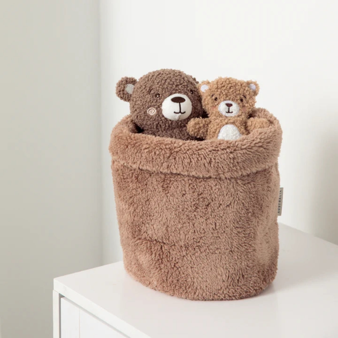 Living Textiles Sherpa Storage Basket Cuddly Bear