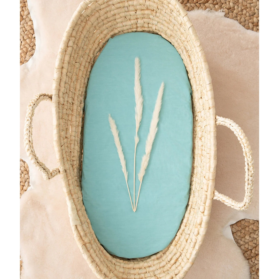 Love to Dream TENCEL Bassinet Fitted 2 in 1 Waterproof Mattress Protector Sheet MARINE