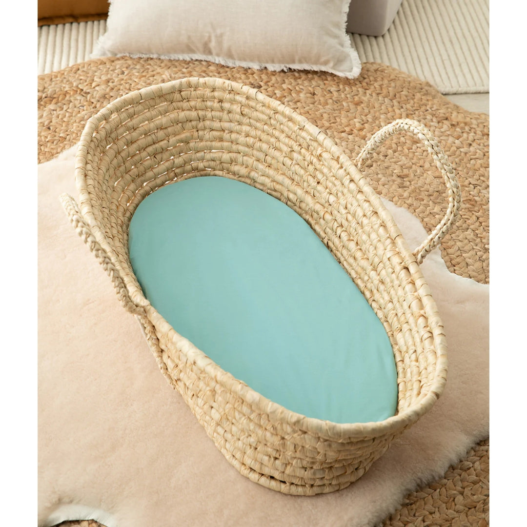 Love to Dream TENCEL Bassinet Fitted 2 in 1 Waterproof Mattress Protector Sheet MARINE