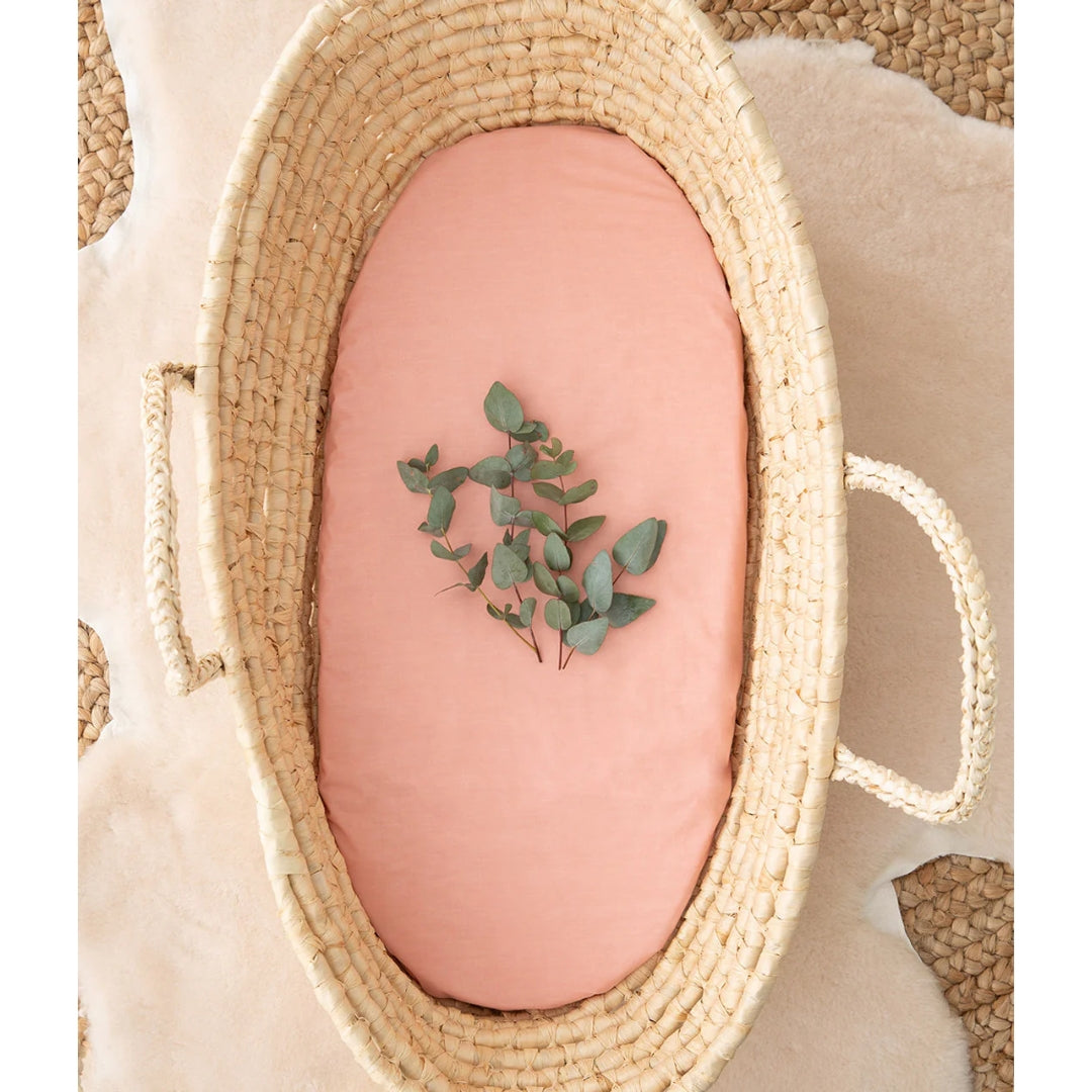 Love to Dream TENCEL Bassinet Fitted 2 in 1 Waterproof Mattress Protector Sheet ROSE