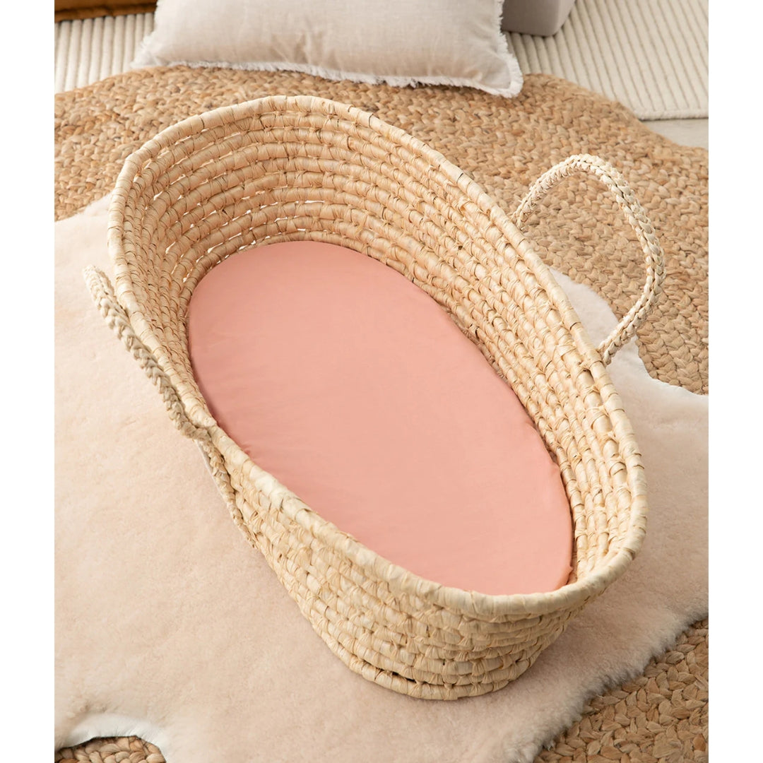 Love to Dream TENCEL Bassinet Fitted 2 in 1 Waterproof Mattress Protector Sheet ROSE