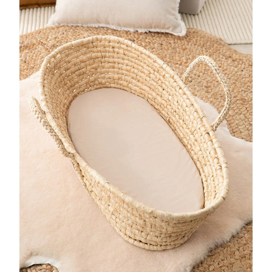 Love to Dream TENCEL Bassinet Fitted 2 in 1 Waterproof Mattress Protector Sheet TAUPE