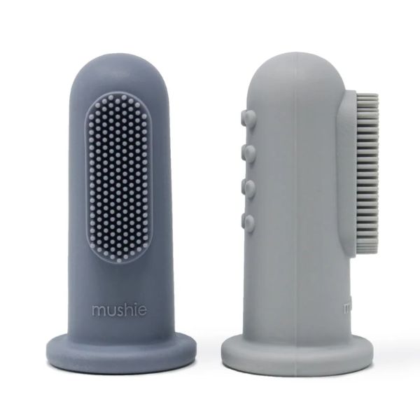 Mushie Finger Toothbrush TRADEWINDS/STONE