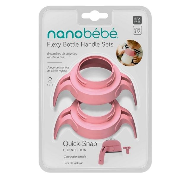 Nanobebe Silicone Bottle Handles Pink 2pk