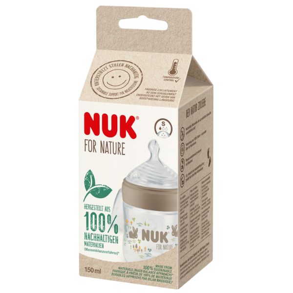 NUK For Nature 150ml Silicone Bottle with Temperature Control Cream