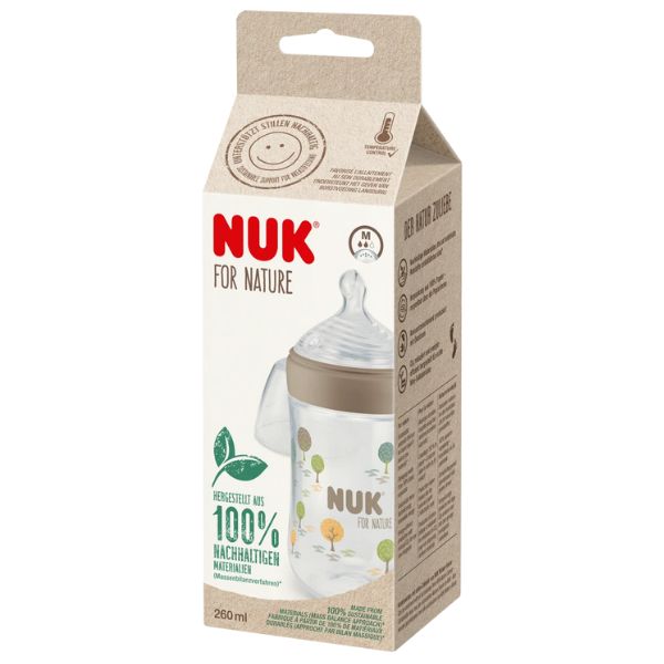 NUK For Nature 260ml Silicone Bottle with Temperature Control Cream