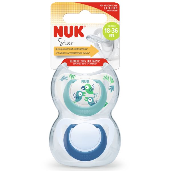 NUK Star Silicone Soother 18-36m Boy 2pk