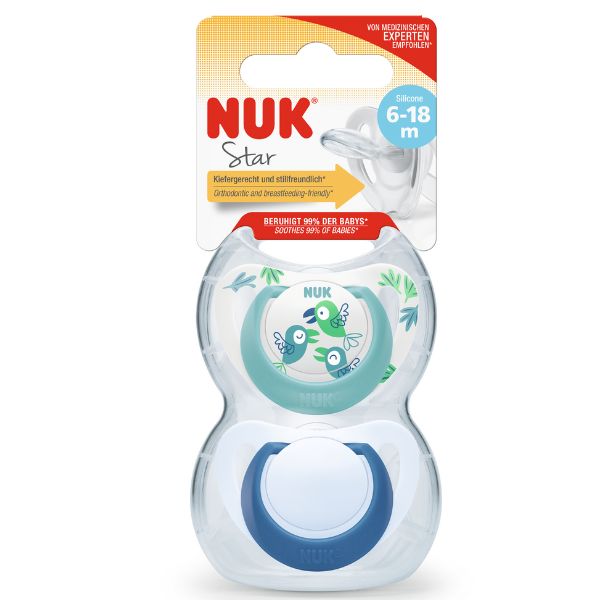 NUK Star Silicone Soother 6-18m Boy 2pk