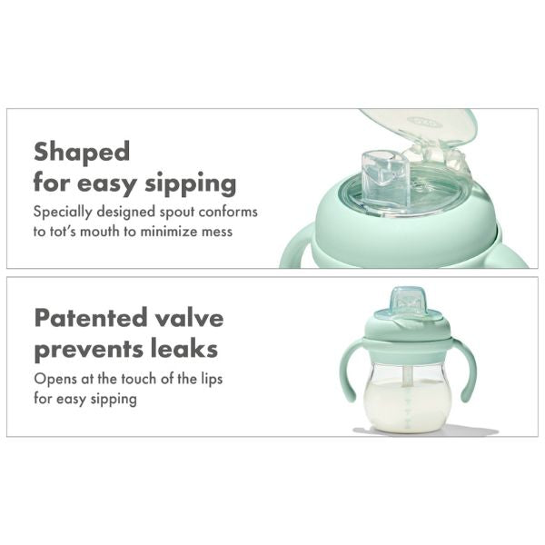 OXO TOT Transitions Soft Spout Sippy Cup With Removable Handles 6oz Opal