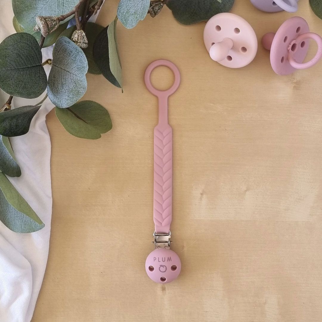 PLUM Silicone Soother Connector Dusty Berry
