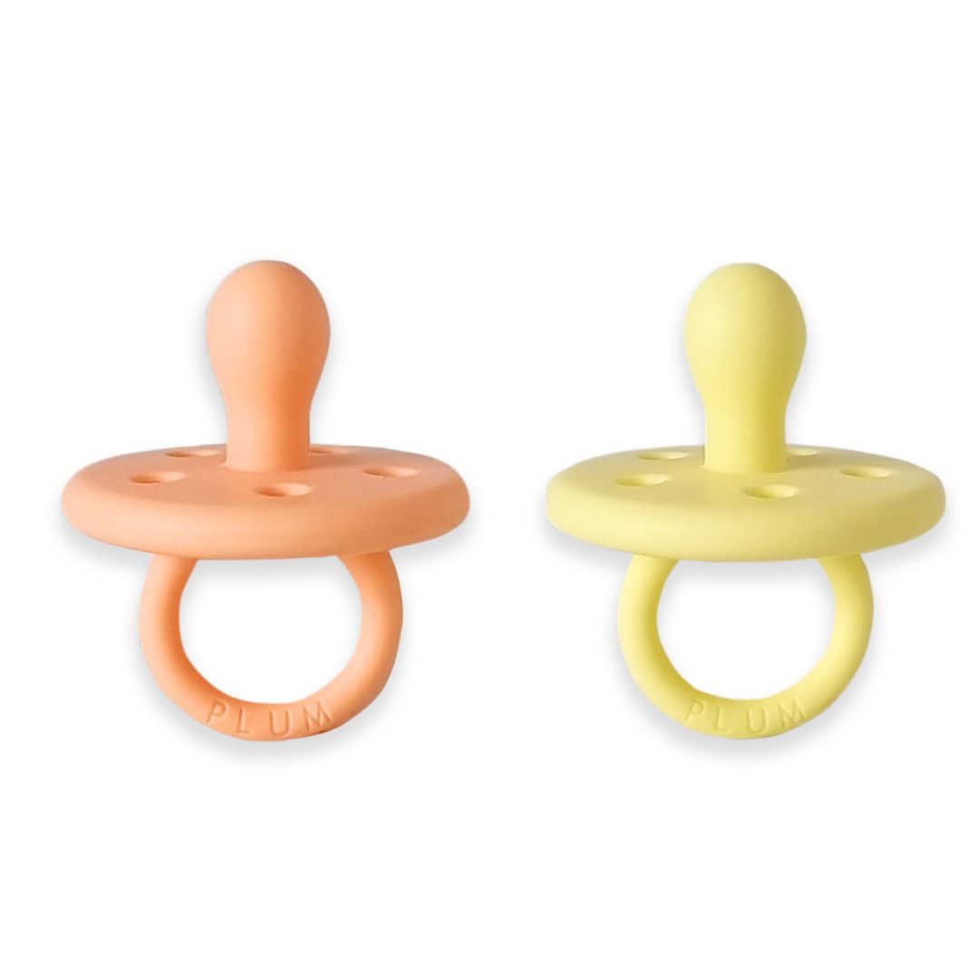 PLUM Sorbet Silicone Soothers 2pk Size 0-6 Months Mango/Lemon