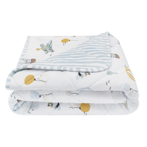 Living Textiles Watercolour Reversible Jersey Cot Comforter Up Up & Away/Stripes