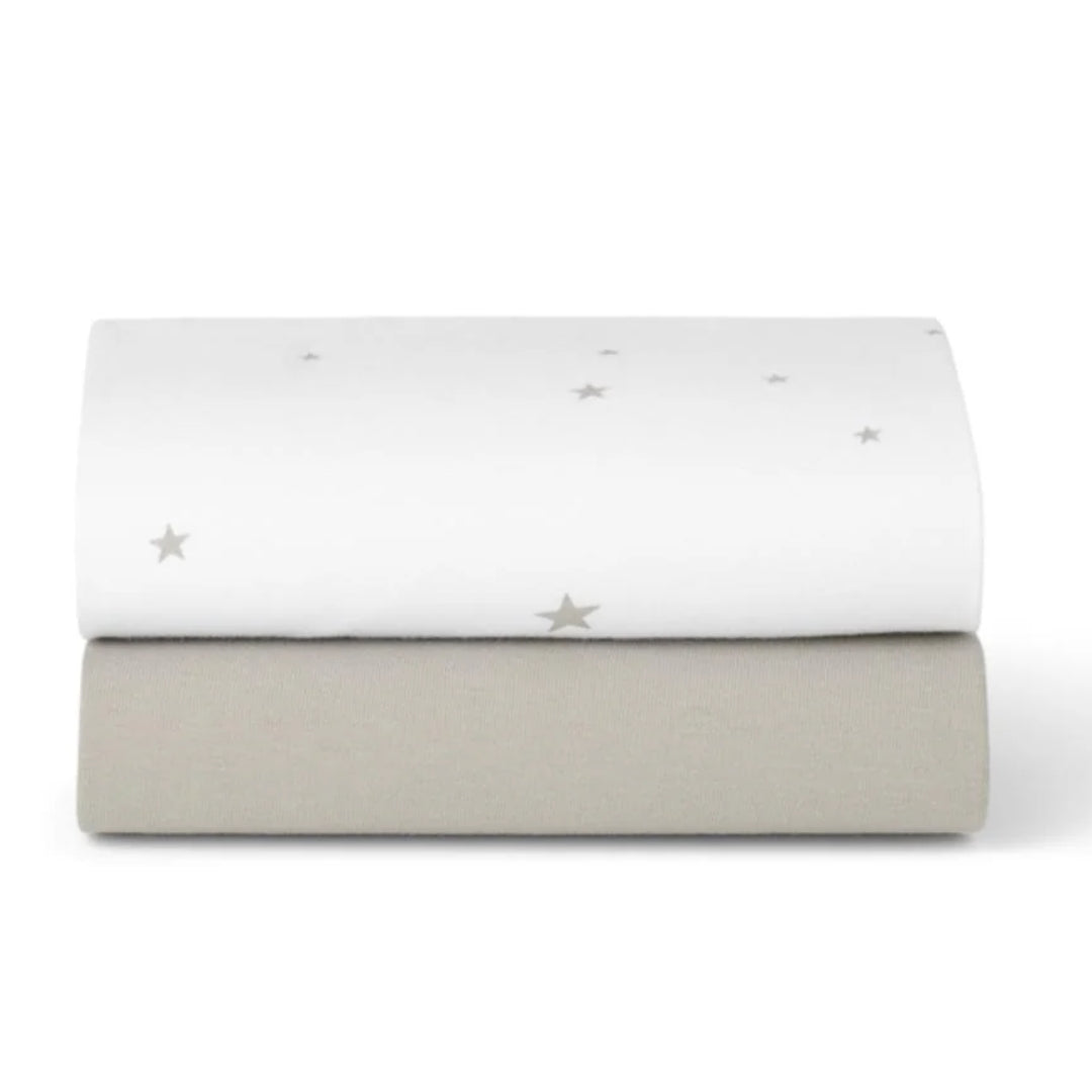 SnuzPod5 Fitted Sheets Star White/Grey 2pc