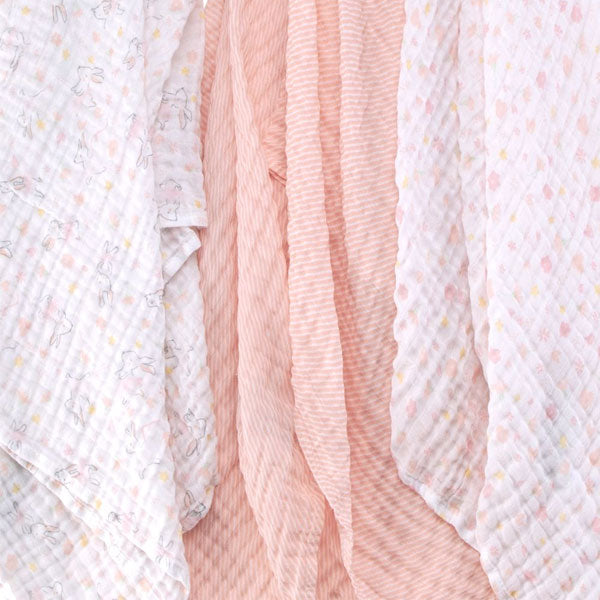 The Little Linen Company Muslin 3Pk Prints Ballerina Bunny