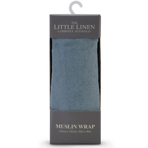 The Little Linen Company Muslin Wrap Solids Barklife Dog Dusty Blue 1pk